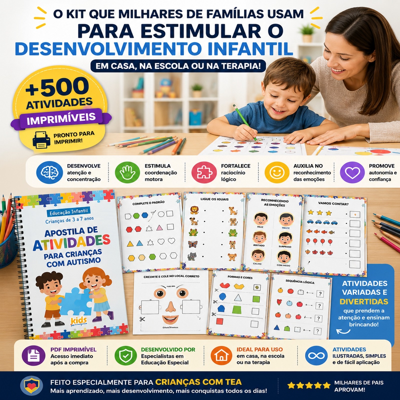 Mais de 500 atividades imprimíveis